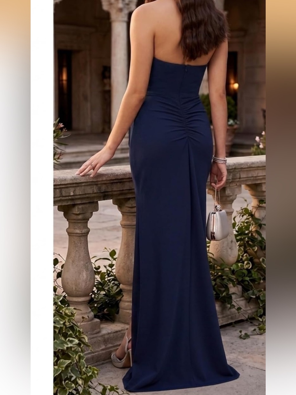 David’s Bridal the Edits Sculptured Strapless Slit Gown Size 6 NWT - Picture 2 of 8